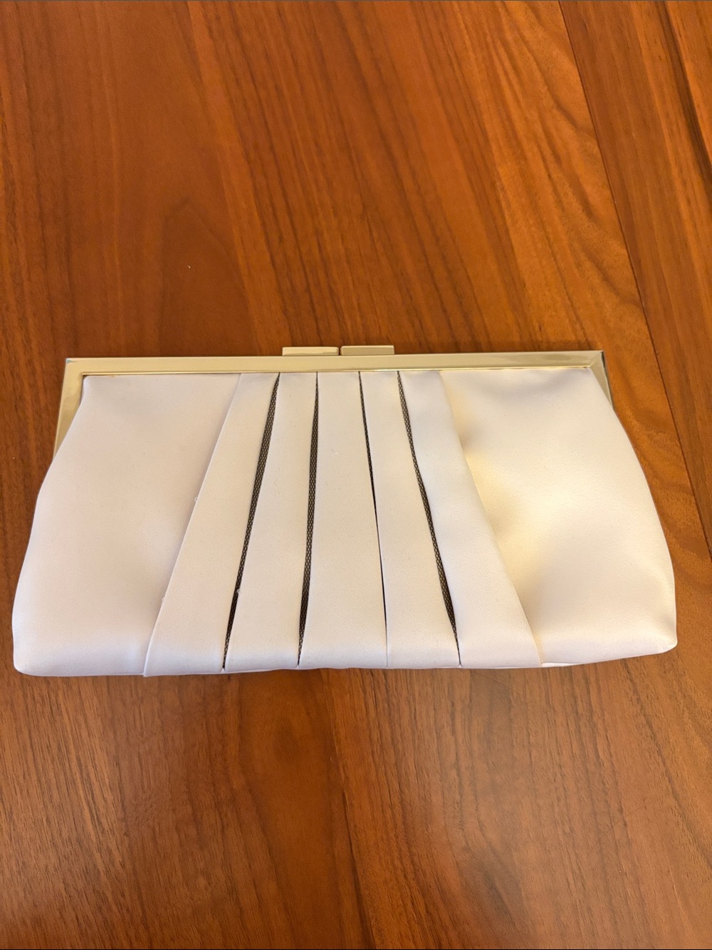 BCBG Cream Satin Clutch